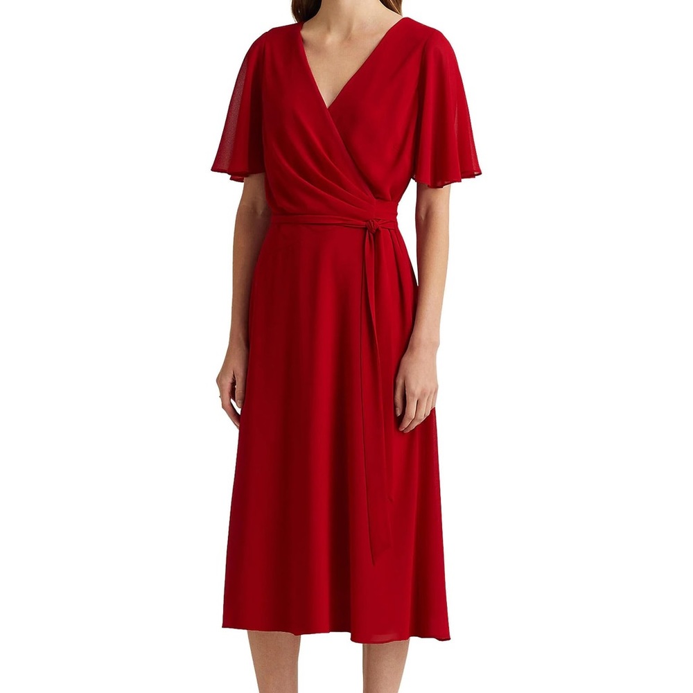 Lauren Ralph Lauren Surplice Flutter Sleeve Dress